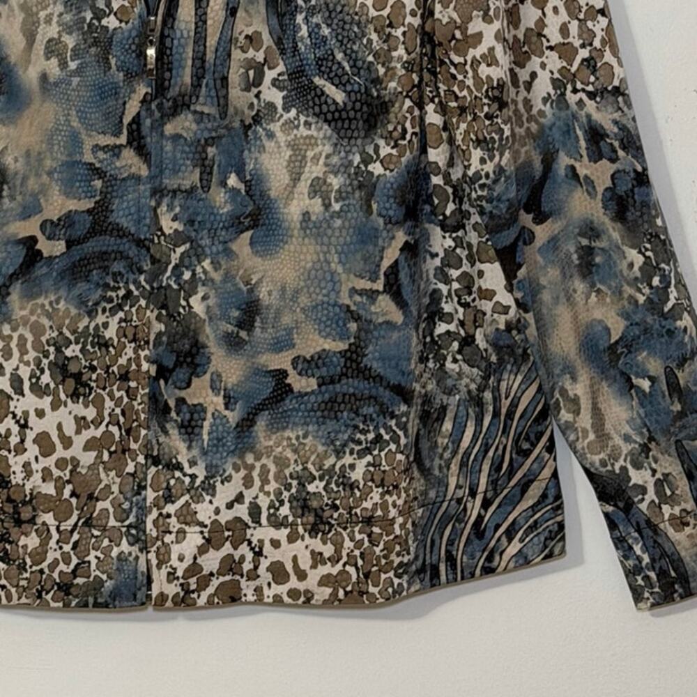 Misook Vintage Animal Print Zip Front Jacket Blazer Stretch Medium - Picture 7 of 9